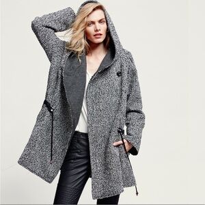 Free People Satellite Image Tweed Hood Swing Coat